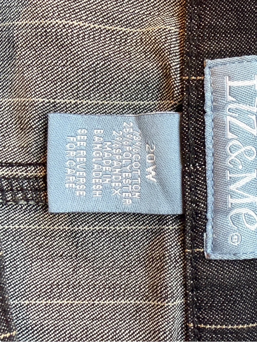 Liz & Me 2pc Skirt Set 20W Gray Denim Pinstripe Button Front Jacket Midi Skirt